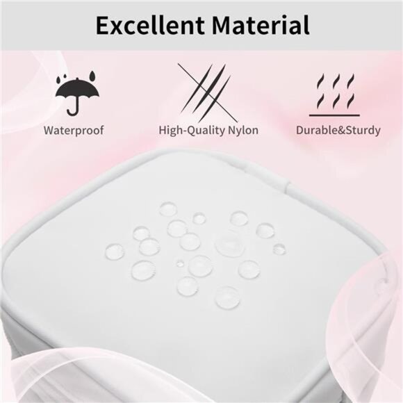 Small Makeup Bag Double Zipper Cosmetic Pouch Travel Toiletry Bag White - Picture 4 of 7